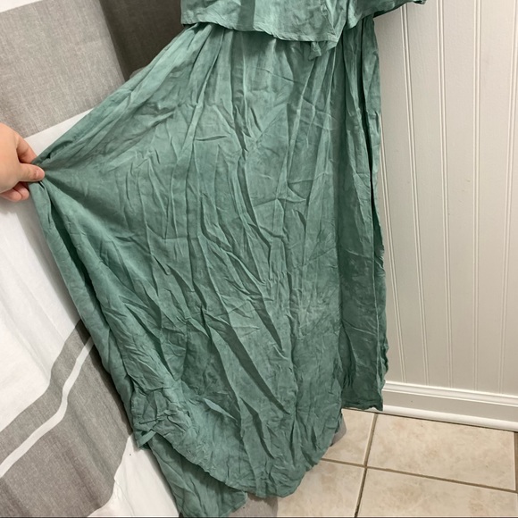 BLUE LIFE Green Teal Acid Wash Sleeveless Side Slit Asymmetrical Dress XS - Picture 10 of 12